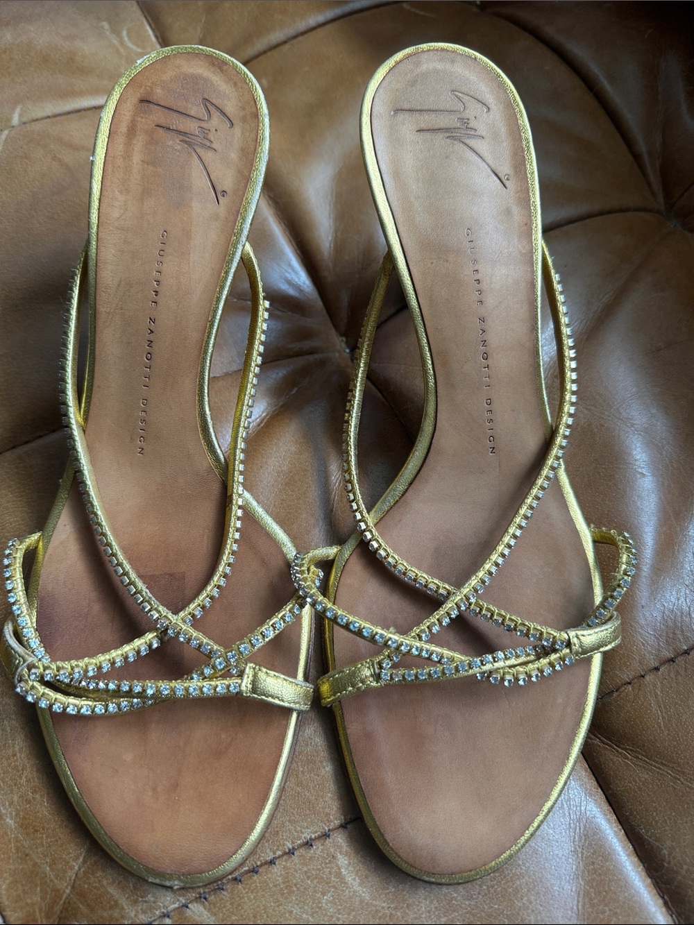 Giuseppe Zanotti Metallic Gold Crystal-Embellished Strappy Sandals
